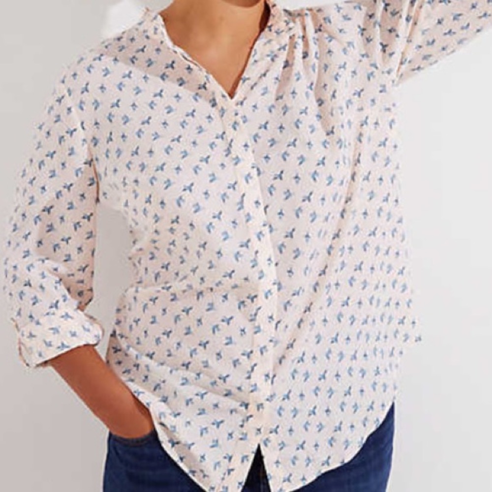 Loft Plus Bluebird Ruffle Collar Blouse